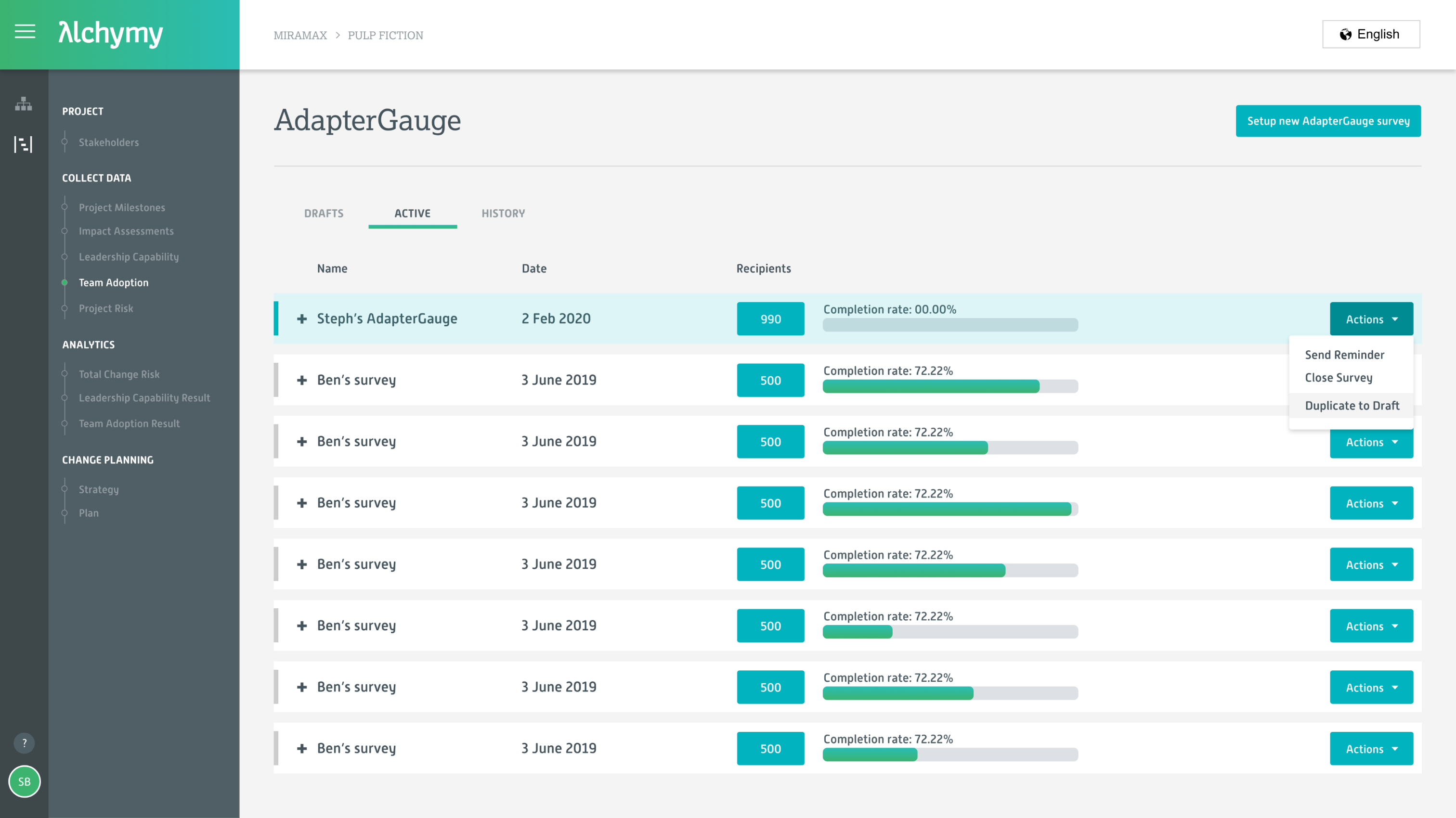 Ability to send reminders & duplicate surveys