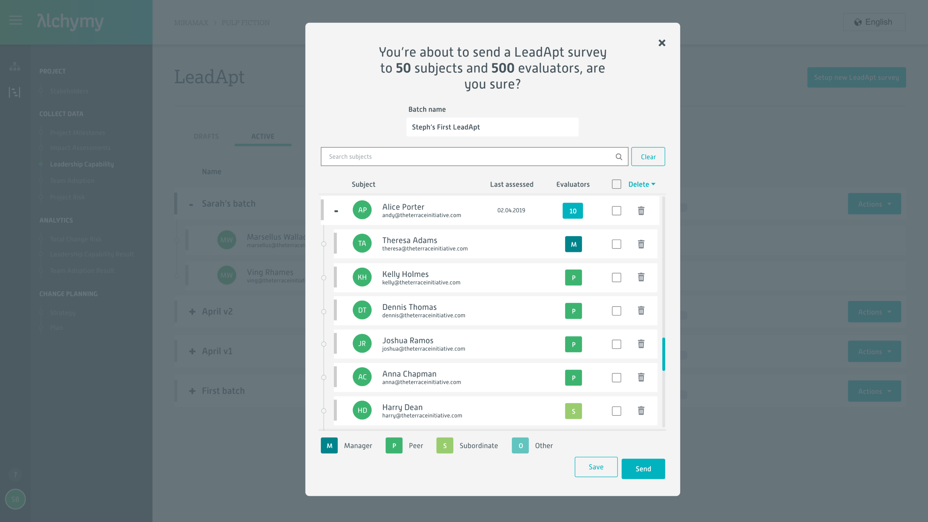Ability to configure & send leadership 360 surveys